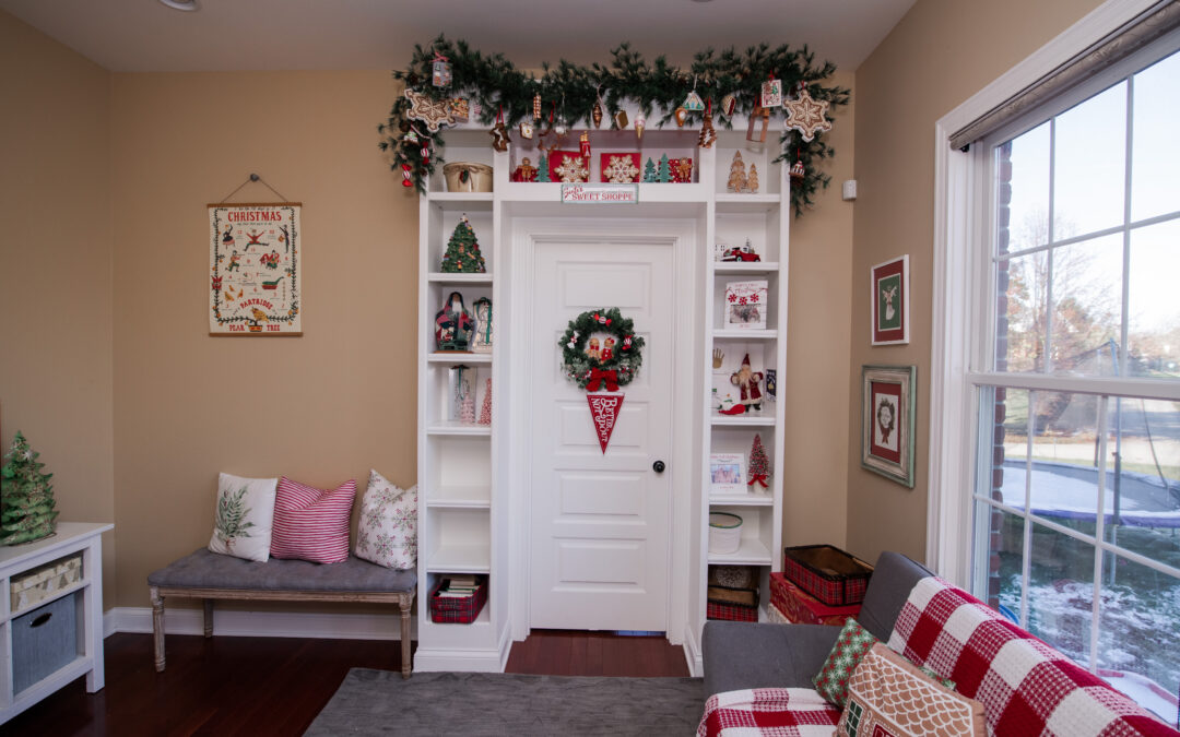 A cozy peppermint striped & gingerbread nook!