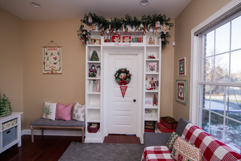 A cozy peppermint striped & gingerbread nook!